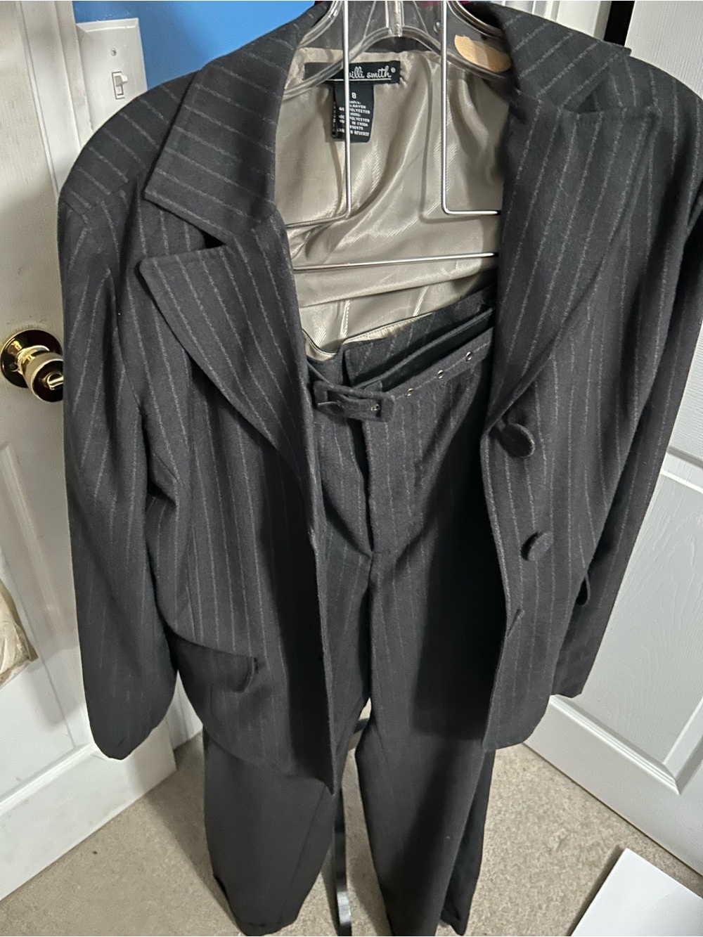 Willi Smith Black Pinstripe Women’s Suit Jacket & Trousers